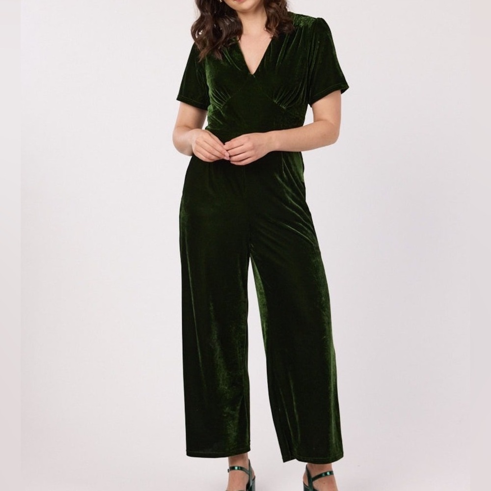 Joanie Bellatrix Green Velvet Jumpsuit